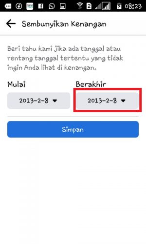 Cara melihat semua kenangan di Facebook (bisa selain hari ini) 50 Tap tanggal di kolom "Berakhir".