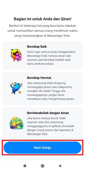 Cara Membuat Akun Messenger Kids Untuk Anak 28 Tap "Kami Setuju".