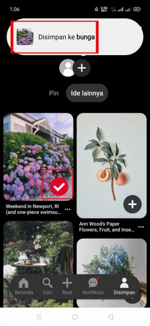 Cara Menggunakan Pinterest Untuk Pemula 21 klik dan pilih "disimpan di bunga"
