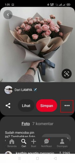 Cara Menggunakan Pinterest Untuk Pemula 15 klik dan pilih "titik tiga"