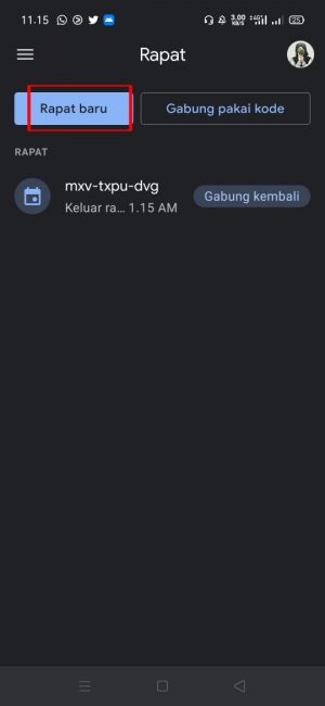 Cara mengganti background google meet di HP dan PC 1 Klik dan pilih "rapat baru"