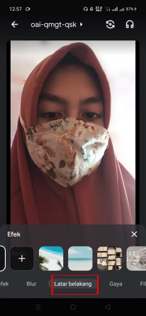 Cara mengganti background google meet di HP dan PC 4 Klik dan pilih "ganti background"