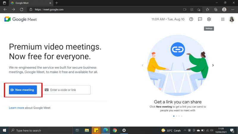 Cara mengganti background google meet di HP dan PC 6 Klik dan pilih "new meeting"