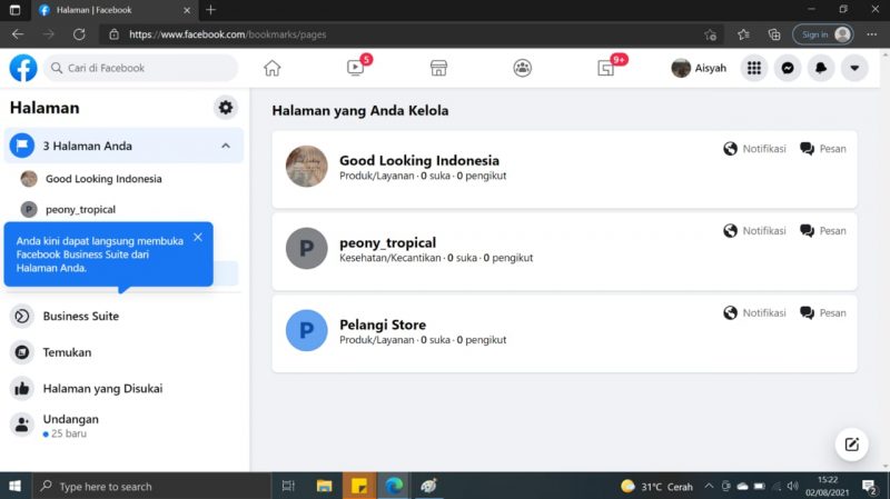 Cara menghapus halaman yang kita buat di Facebook 15 Pilih dak tekan "hasil"