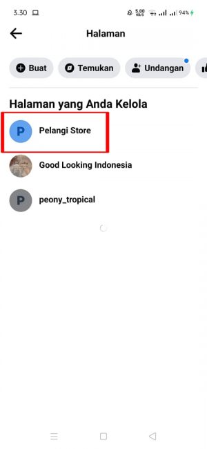 Cara menghapus halaman yang kita buat di Facebook 3 Pilih dak tekan "pelangi store"