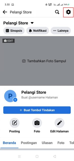 Cara menghapus halaman yang kita buat di Facebook 4 Pilih dak tekan "pengaturan"