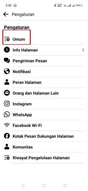 Cara menghapus halaman yang kita buat di Facebook 5 Pilih dak tekan "umum"