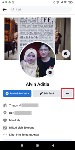 Cara menambahkan link Facebook di bio Instagram 2 Tap icon tiga titik di kanan “Edit Profil”.