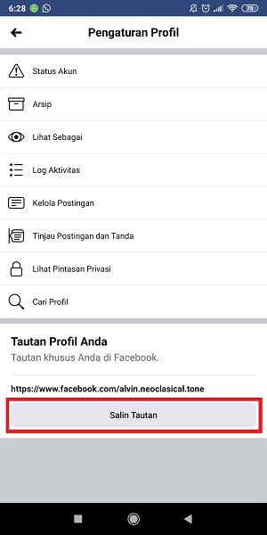 Cara menambahkan link Facebook di bio Instagram 3 Tap “Salin Tautan”.