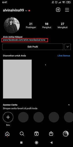 Cara menambahkan link Facebook di bio Instagram 11 Link Facebooks sudah terpasang di bio Instagram