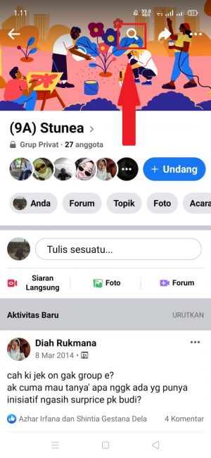 Cara Melihat Postingan Lama di Grup Facebook (di HP dan PC) 5 klik dan pilih "logo pencarian"