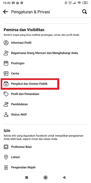 Cara Mengaktifkan dan Menampilkan Pengikut di Facebook 3 Tap "Pengikut dan Konten Publik".