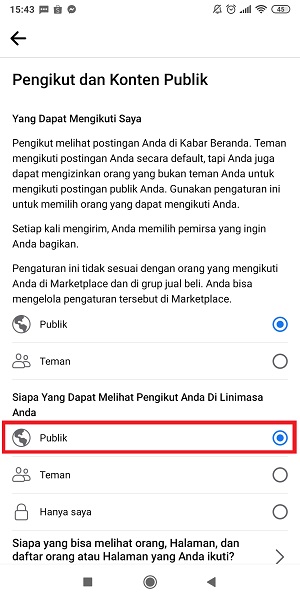 Cara Mengaktifkan dan Menampilkan Pengikut di Facebook 5 Tap "Publik" lagi.