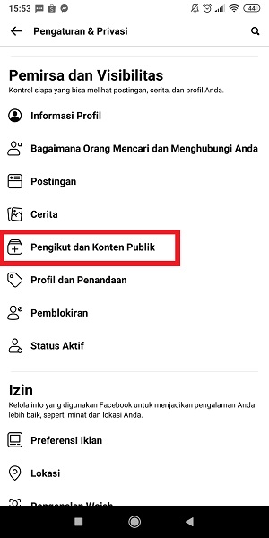 Cara Mengaktifkan dan Menampilkan Pengikut di Facebook 8 Tap "Pengikut dan Konten Publik".