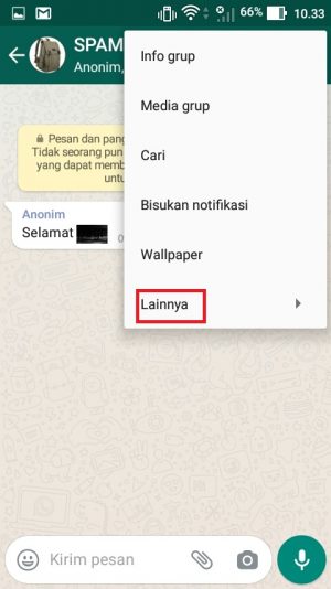 Cara membersihkan chat WhatsApp (bisa satu-satu atau semua sekaligus) 8 Tekan menu “Lainnya” yang ada di baris paling bawah.