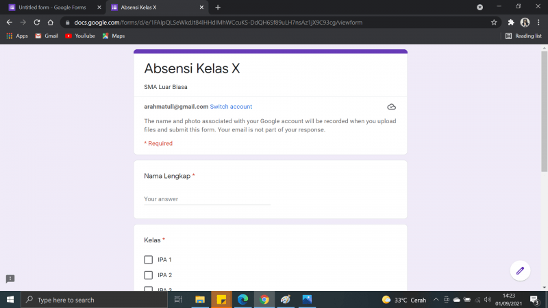 Cara Membuat Absen di Google Form dengan Tanda Tangan 14 Pilih dan klik "hasil"