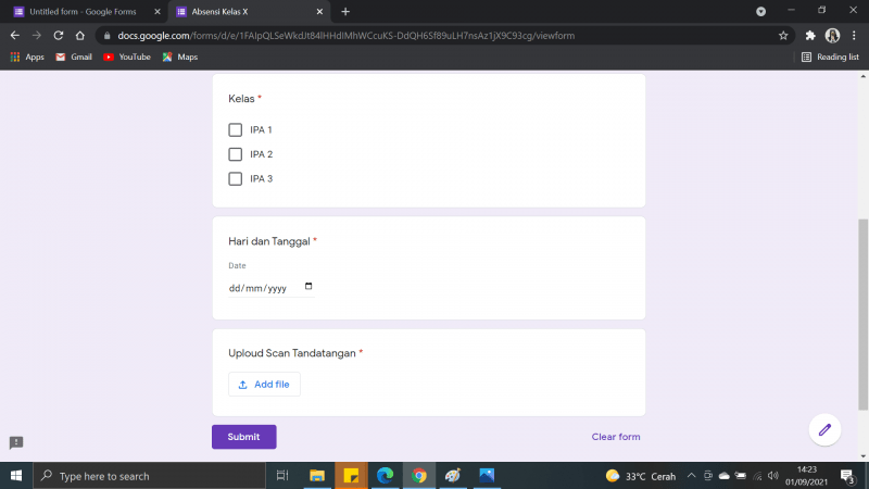 Cara Membuat Absen di Google Form dengan Tanda Tangan 15 Pilih dan klik "hasil"
