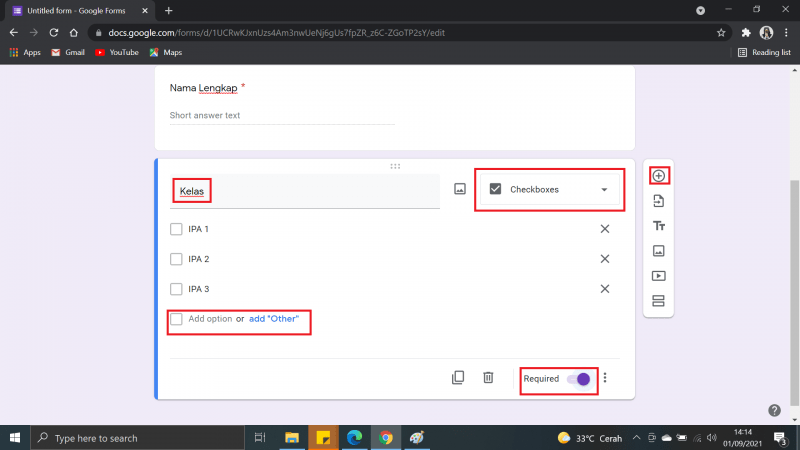 Cara Membuat Absen di Google Form dengan Tanda Tangan 4 Pilih dan klik "kelas"