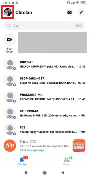 Cara mengatur SMS agar tidak masuk ke Messenger 1 Tap foto profil di kiri atas.