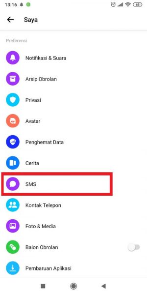 Cara mengatur SMS agar tidak masuk ke Messenger 2 Tap "SMS".