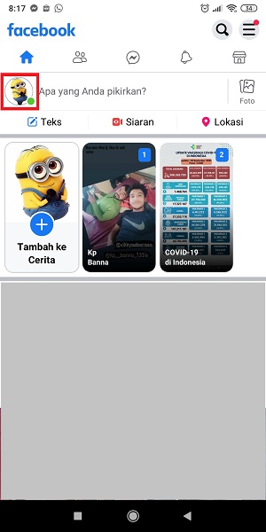 Cara Mengganti Tanggal Lahir di Facebook (Bisa untuk yang limit) 24 Tap foto profil di sebelah kanan kolom "Apa yang Anda pikirkan?".