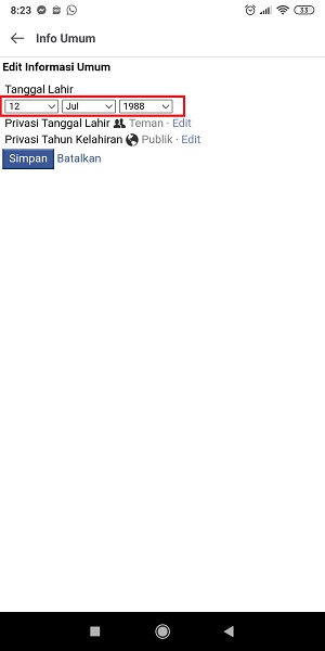 Cara Mengganti Tanggal Lahir di Facebook (Bisa untuk yang limit) 32 Tap kolom tanggal, bulan atau tahun lahirmu.