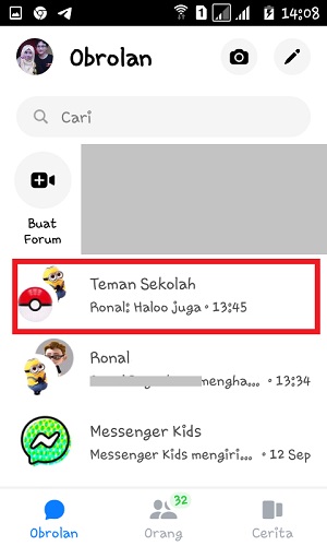 Cara Menghapus Permanen Grup di Messenger (Panduan lengkap) 1 Tap grup yang ingin kamu hapus.