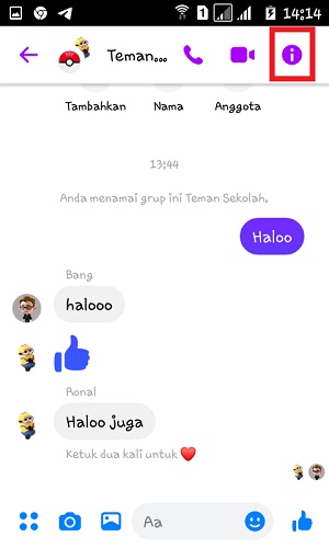 Cara Menghapus Permanen Grup di Messenger (Panduan lengkap) 2 Tap icon "i".