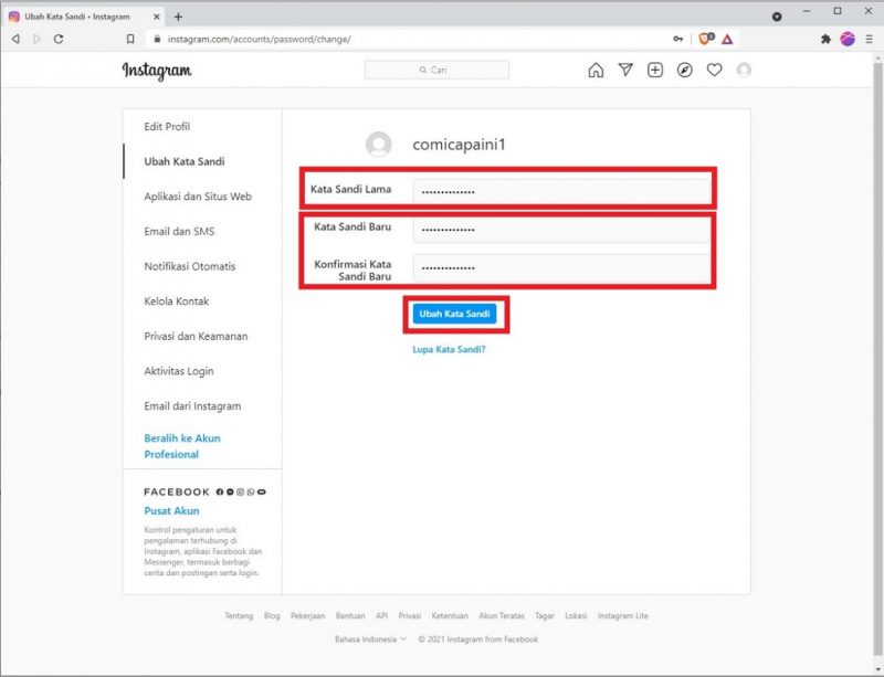 Cara Mengganti Password Instagram di HP dan PC 14 Masukan kata sandi baru.