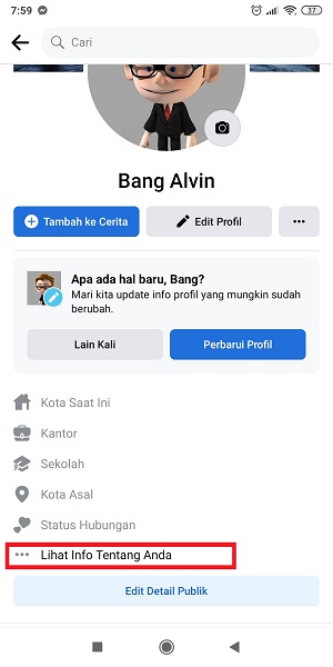 Cara Mengganti Tanggal Lahir di Facebook (Bisa untuk yang limit) 3 Tap "LIhat Info Tentang Anda".