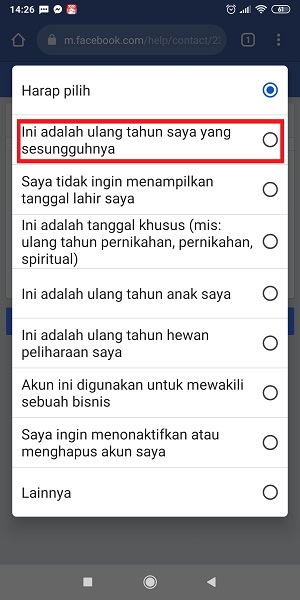Cara Mengganti Tanggal Lahir di Facebook (Bisa untuk yang limit) 44 Tap "Ini adalah ulang tahun saya yang sesungguhnya".