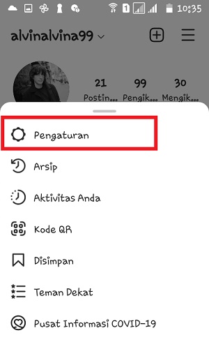 Cara agar orang (atau teman) tidak bisa DM kita di Instagram 3 Tap "Pengaturan".