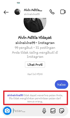 Cara agar orang (atau teman) tidak bisa DM kita di Instagram 17 Pesan tidak dapat dikirim.