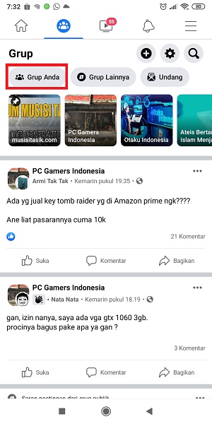 Cara Melihat Postingan Terbaru di Facebook 11 Tap "Grup Anda".