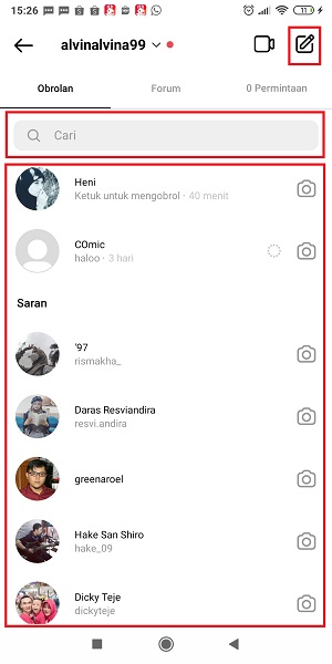 Cara Mengaktifkan dan Menonaktifkan Vanish Mode Instagram 2 Cari dan tap akun yang akan kamu kirimi pesan.