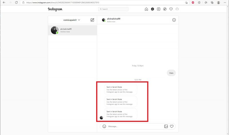 Cara Mengaktifkan dan Menonaktifkan Vanish Mode Instagram 19 Vanish Mode tidak bisa digunakan di browser.