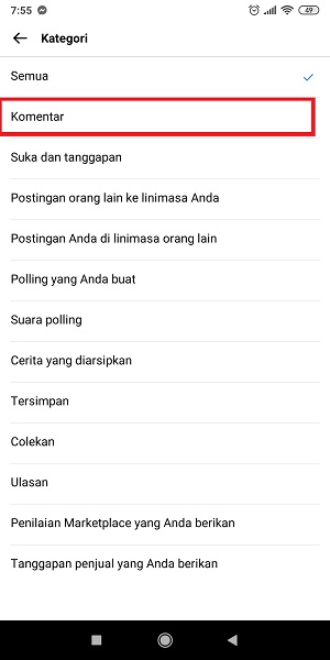 Cara mencari komentar kita di Facebook (di postingan sendiri dan orang lain) 28 Tap "Komentar".