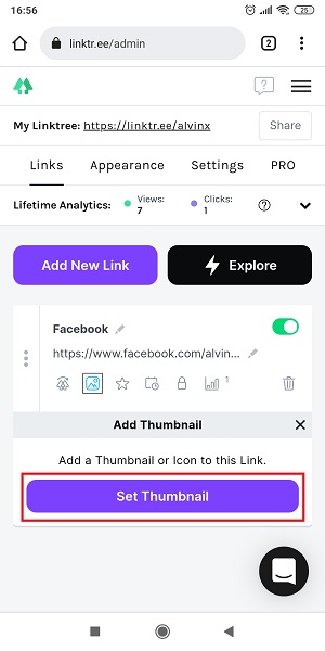 Apa itu Linktree? Bagaimana Mengatur dan Menggunakan Linktree 34 Tap “Set Thumbnail”.