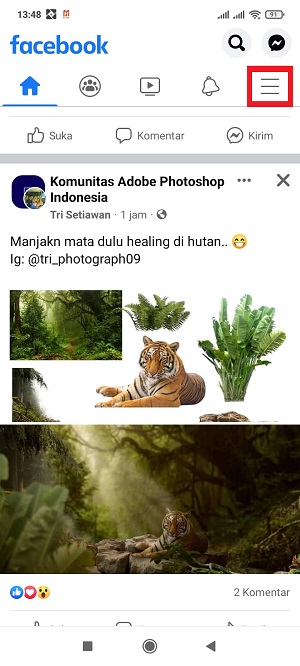 Cara Melihat Status Yang Kita Like di Facebook 1 Tap icon "Hamburger".