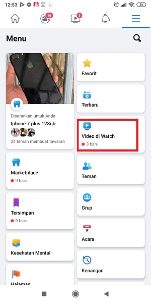 Cara Melihat Semua Video Yang Pernah Ditonton di Facebook 2 Tap “Video di Watch”.