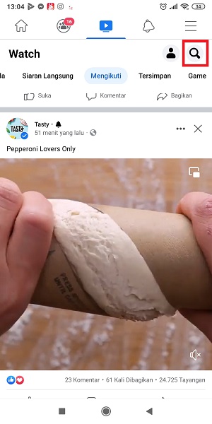 Cara Melihat Semua Video Yang Pernah Ditonton di Facebook 3 Tap icon “Search”
