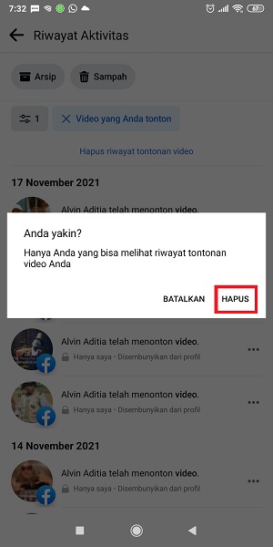 Cara Menghapus Riwayat Video Yang Ditonton di Facebook (bisa semua sekaligus) 14 Tap “Hapus”.