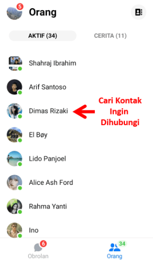 Cara Video Call di Facebook (di HP dan PC/Laptop) 2 Cari Kontak yang Ingin Dihubungi