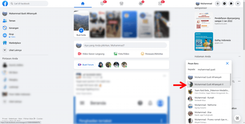 Cara Video Call di Facebook (di HP dan PC/Laptop) 7 Cari Kontak di Facebook