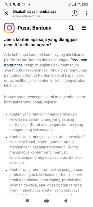 Cara Mengaktifkan Pembatasan Konten Sensitif di Instagram 13 Halaman Pusat Bantuan