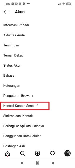 Cara Mengaktifkan Pembatasan Konten Sensitif di Instagram 5 Tap “Kontrol Konten Sensitif”.