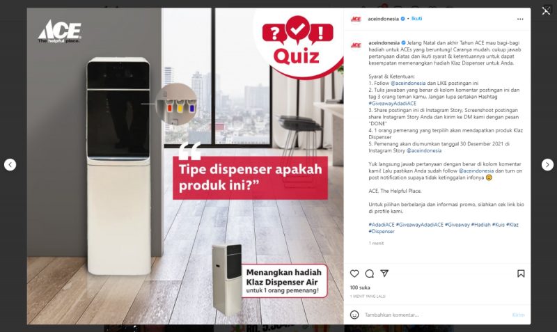 Apa itu Giveaway di Instagram? Bisakah dipercaya? 3 contoh giveaway "AceIndonesia" di Instagram