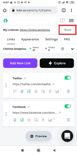 Apa itu Linktree? Bagaimana Mengatur dan Menggunakan Linktree 65 Tap "Share" di kanan atas.