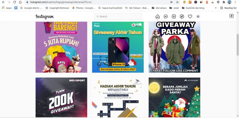 Apa itu Giveaway di Instagram? Bisakah dipercaya? 4 contoh giveaway di menu explore instagram