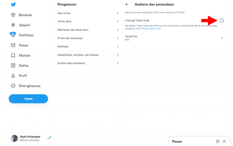 Cara Mem-private atau Mengunci Akun Twitter kamu (di HP dan PC) 10 Klik Lindungi Tweed Anda